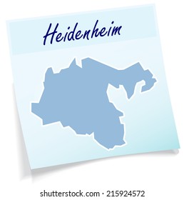 Map of Heidenheim as sticky note in blue