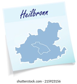 Map of Heilbronn as sticky note in blue