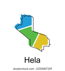 Mapa del contorno moderno Hela, Plantilla de diseño de vectores de ilustración vectorial de alto nivel, adecuado para su empresa