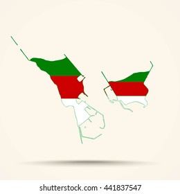 Map of Heligoland in Heligoland flag colors