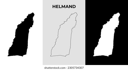 Map of Helmand, Afghanistan region outline silhouette vector illustration, scribble sketch City of Helmand map, Asia