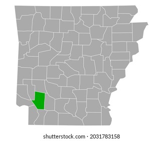 Karte von Hempstead in Arkansas auf Weiß