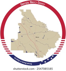 Map of Henry County in Georgia, USA arranged in a circle.