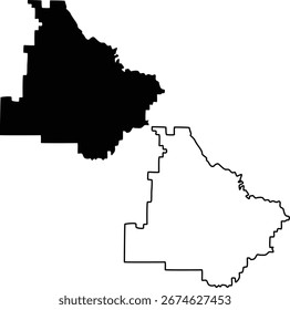 Mapa de Henry County Georgia EE.UU. Silueta plana y diseño de contorno