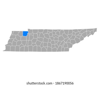 Karte von Henry in Tennessee auf Weiß