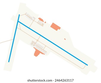 Map of Hercilio Luz International Airport (Brazil). IATA-code: FLN. Airport diagram with runways, taxiways, apron, parking areas and buildings. Map Data from OpenStreetMap.