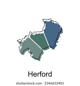map of Herford vector design template, national borders and important cities illustration