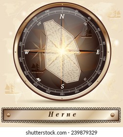 Map of Herne with borders in bronze