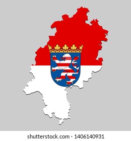 Map of Hesse is a state Germany with flag. Vector Illustration