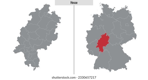 map of Hesse state of Germany and location on German map
