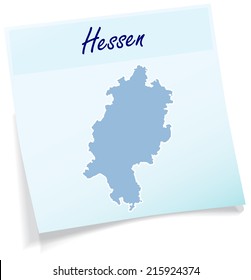 Map of Hesse as sticky note in blue