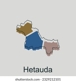 Karte der geometrischen Hetauda-Umrissgrafik, Land der nepalesischen Karte, Vektordesign-Vorlage