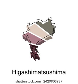 Map of Higashimatsushima City, logotype element for template. Suitable for your company