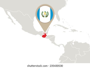 Map with highlighted Guatemala map and flag