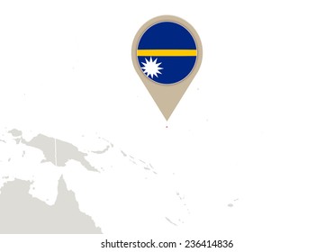 Map with highlighted Nauru map and flag