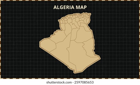 A Map highlighting Algeria Map, Algeria modern map with Gold and Black Color Hi detailed Vector, geographical borders, Algeria Map Vector Illustration