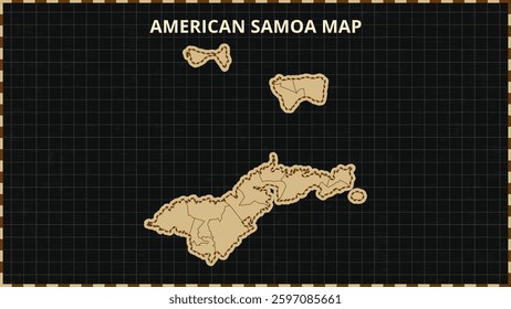 A Map highlighting American Samoa Map, American Samoa modern map with Gold and Black Color Hi detailed Vector, geographical borders, American Samoa Map Vector Illustration