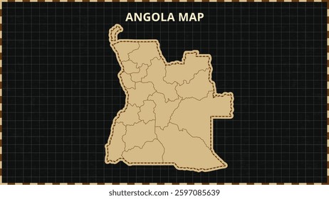 A Map highlighting Angola Map, Angola modern map with Gold and Black Color Hi detailed Vector, geographical borders, Angola Map Vector Illustration