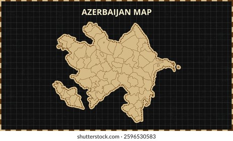 A Map highlighting Azerbaijan Map, Azerbaijan modern map with Gold and Black Color Hi detailed Vector, geographical borders, Azerbaijan Map Vector Illustration