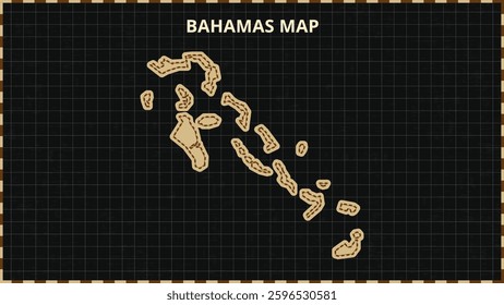 A Map highlighting Bahamas Map, Bahamas modern map with Gold and Black Color Hi detailed Vector, geographical borders, Bahamas Map Vector Illustration