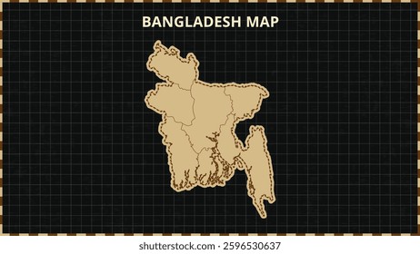 A Map highlighting Bangladesh Map, Bangladesh modern map with Gold and Black Color Hi detailed Vector, geographical borders, Bangladesh Map Vector Illustration