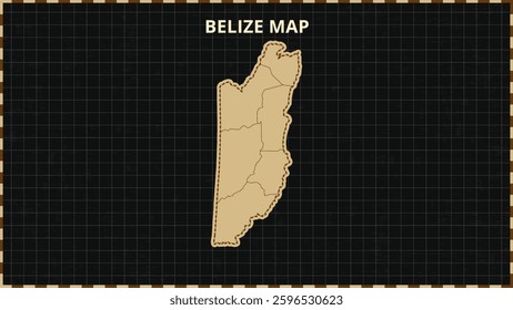 A Map highlighting Belize Map, Belize modern map with Gold and Black Color Hi detailed Vector, geographical borders, Belize Map Vector Illustration