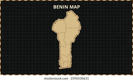 A Map highlighting Benin Map, Benin modern map with Gold and Black Color Hi detailed Vector, geographical borders, Benin Map Vector Illustration
