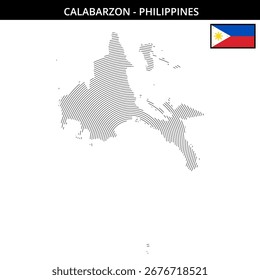Mapa que destaca Calabarzon con la bandera de Filipinas