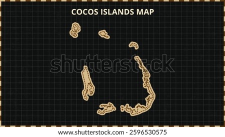 A Map highlighting Cocos Islands Map, Cocos Islands modern map with Gold and Black Color Hi detailed Vector, geographical borders, Cocos Islands Map Vector Illustration