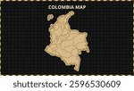 A Map highlighting Colombia Map, Colombia modern map with Gold and Black Color Hi detailed Vector, geographical borders, Colombia Map Vector Illustration