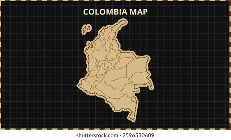 A Map highlighting Colombia Map, Colombia modern map with Gold and Black Color Hi detailed Vector, geographical borders, Colombia Map Vector Illustration