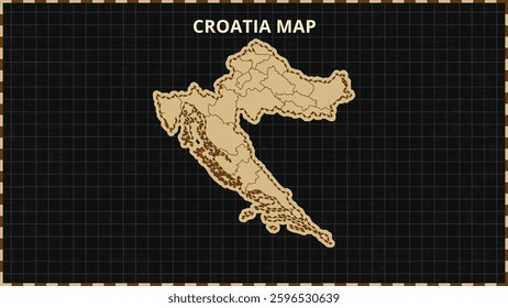 A Map highlighting Croatia Map, Croatia modern map with Gold and Black Color Hi detailed Vector, geographical borders, Croatia Map Vector Illustration