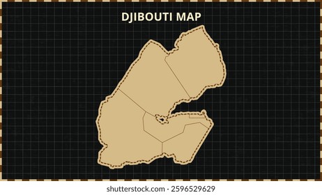 A Map highlighting Djibouti Map, Djibouti modern map with Gold and Black Color Hi detailed Vector, geographical borders, Djibouti Map Vector Illustration