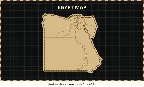 A Map highlighting Egypt Map, Egypt modern map with Gold and Black Color Hi detailed Vector, geographical borders, Egypt Map Vector Illustration
