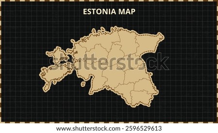 A Map highlighting Estonia Map, Estonia modern map with Gold and Black Color Hi detailed Vector, geographical borders, Estonia Map Vector Illustration