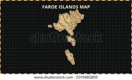 A Map highlighting Faroe Islands Map, Faroe Islands modern map with Gold and Black Color Hi detailed Vector, geographical borders, Faroe Islands Map Vector Illustration