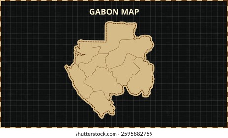 A Map highlighting Gabon Map, Gabon modern map with Gold and Black Color Hi detailed Vector, geographical borders, Gabon Map Vector Illustration