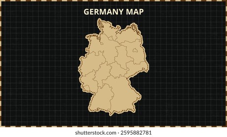 A Map highlighting Germany Map, Germany modern map with Gold and Black Color Hi detailed Vector, geographical borders, Germany Map Vector Illustration