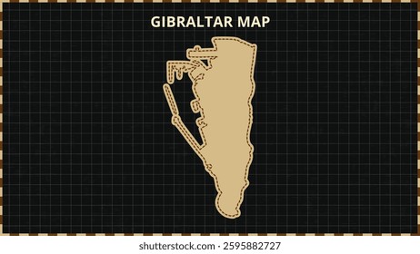 A Map highlighting Gibraltar Map, Gibraltar modern map with Gold and Black Color Hi detailed Vector, geographical borders, Gibraltar Map Vector Illustration