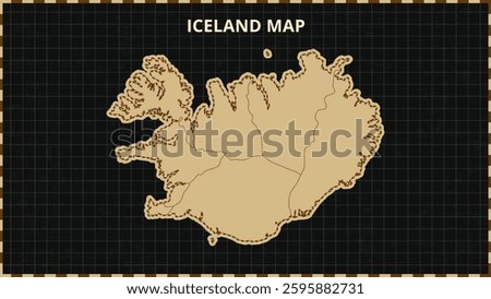 A Map highlighting Iceland Map, Iceland modern map with Gold and Black Color Hi detailed Vector, geographical borders, Iceland Map Vector Illustration