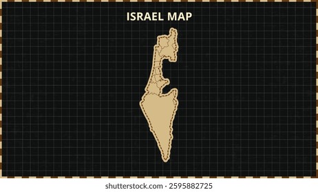 A Map highlighting Israel Map, Israel modern map with Gold and Black Color Hi detailed Vector, geographical borders, Israel Map Vector Illustration