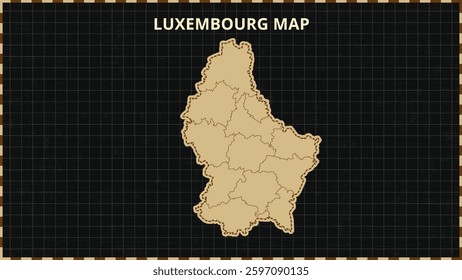 A Map highlighting Luxembourg Map, Luxembourg modern map with Gold and Black Color Hi detailed Vector, geographical borders, Luxembourg Map Vector Illustration