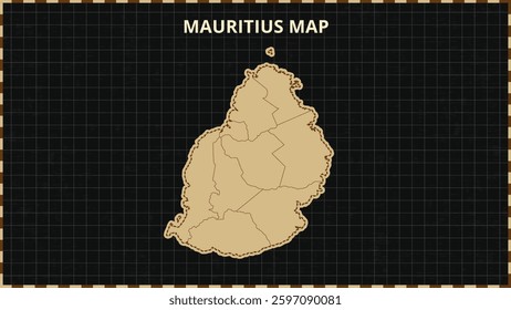 A Map highlighting Mauritius Map, Mauritius modern map with Gold and Black Color Hi detailed Vector, geographical borders, Mauritius Map Vector Illustration