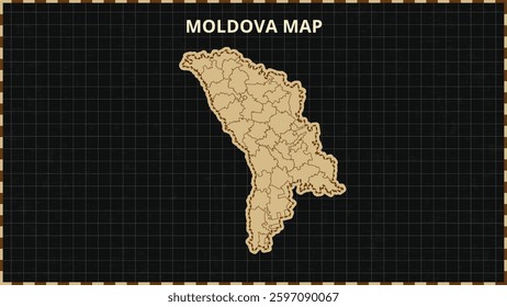 A Map highlighting Moldova Map, Moldova modern map with Gold and Black Color Hi detailed Vector, geographical borders, Moldova Map Vector Illustration