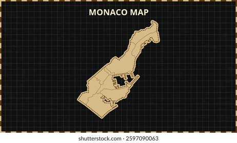 A Map highlighting Monaco Map, Monaco modern map with Gold and Black Color Hi detailed Vector, geographical borders, Monaco Map Vector Illustration