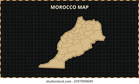 A Map highlighting Morocco Map, Morocco modern map with Gold and Black Color Hi detailed Vector, geographical borders, Morocco Map Vector Illustration