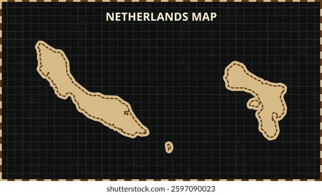 A Map highlighting Netherlands Map, Netherlands modern map with Gold and Black Color Hi detailed Vector, geographical borders, Netherlands Map Vector Illustration