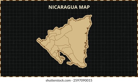 A Map highlighting Nicaragua Map, Nicaragua modern map with Gold and Black Color Hi detailed Vector, geographical borders, Nicaragua Map Vector Illustration
