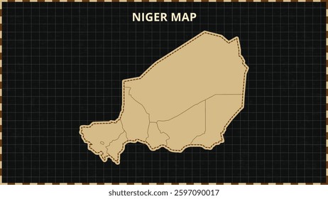 A Map highlighting Niger Map, Niger modern map with Gold and Black Color Hi detailed Vector, geographical borders, Niger Map Vector Illustration