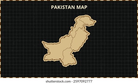 A Map highlighting Pakistan Map, Pakistan modern map with Gold and Black Color Hi detailed Vector, geographical borders, Pakistan Map Vector Illustration